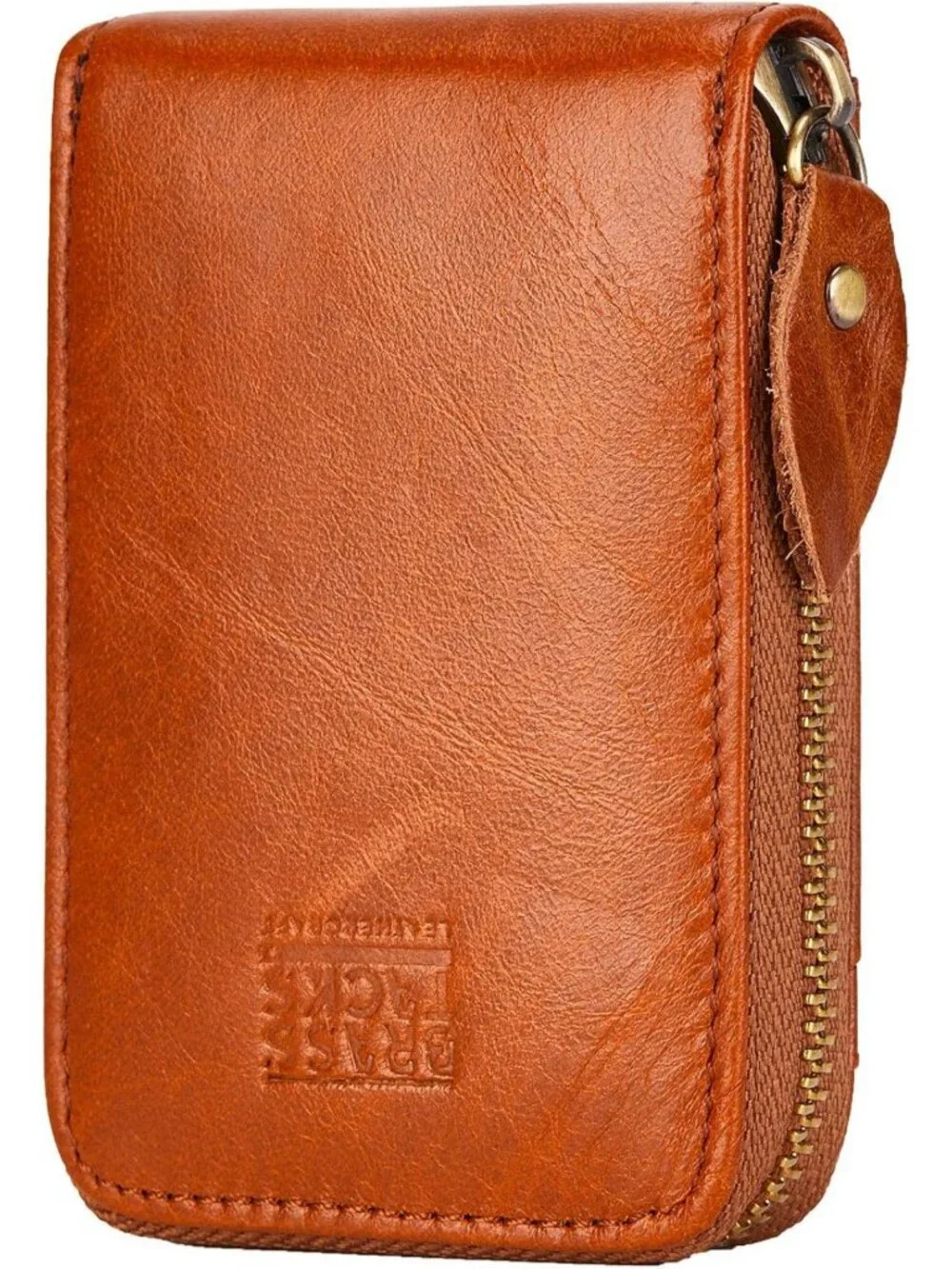 Vintage Handmade Leather RFID Blocking Wallet, Multi Card Case with Zipper